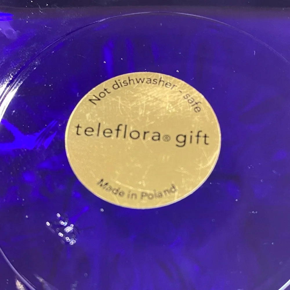 Teleflora Purple Glass Square Cube Vase l Made In Poland